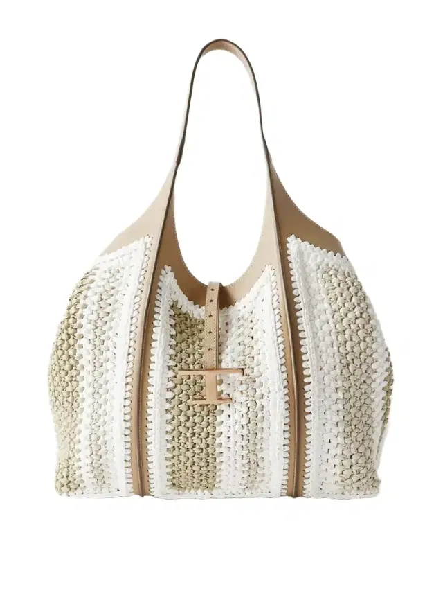 Tsb Leather-trimmed Crocheted Raffia Shoulder Bag