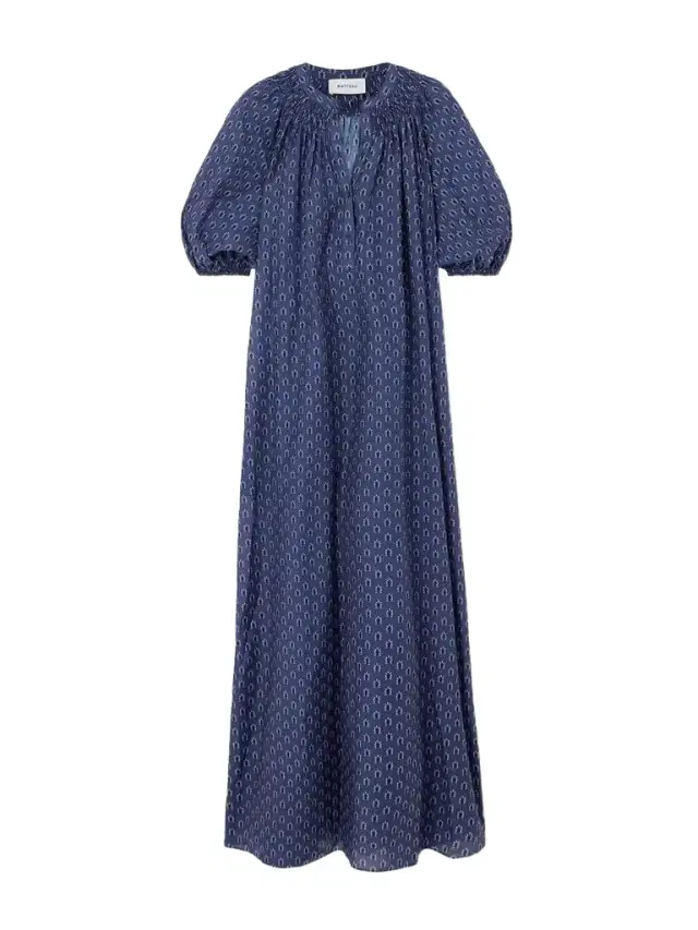 Gathered Printed Organic Cotton And Silk-blend Maxi Dress