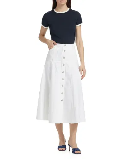 Cinq à Sept Women's Veena Denim Midi-Skirt - White - Size 12 | Thumbnail 2 Cinq à Sept Women's Veena Denim Midi-Skirt - White - Size 12 | Thumbnail 2