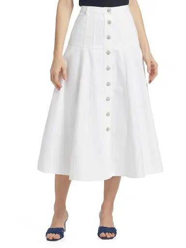 Cinq à Sept Women's Veena Denim Midi-Skirt - White - Size 12 | Thumbnail 3 Cinq à Sept Women's Veena Denim Midi-Skirt - White - Size 12 | Thumbnail 3