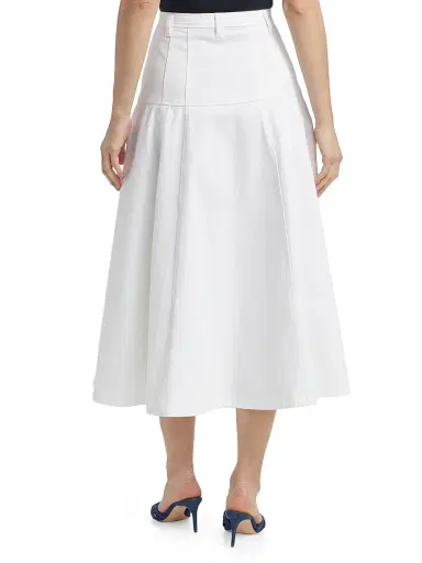 Cinq à Sept Women's Veena Denim Midi-Skirt - White - Size 12 | Thumbnail 5 Cinq à Sept Women's Veena Denim Midi-Skirt - White - Size 12 | Thumbnail 5