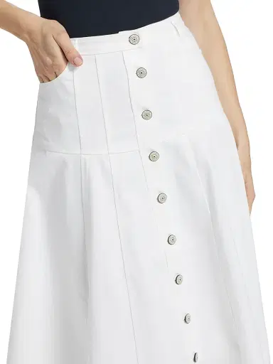 Cinq à Sept Women's Veena Denim Midi-Skirt - White - Size 12 | Thumbnail 6 Cinq à Sept Women's Veena Denim Midi-Skirt - White - Size 12 | Thumbnail 6