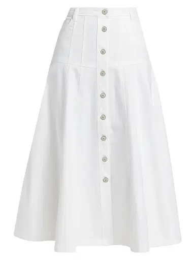 Cinq à Sept Women's Veena Denim Midi-Skirt - White - Size 12 | Thumbnail 1 Cinq à Sept Women's Veena Denim Midi-Skirt - White - Size 12 | Thumbnail 1