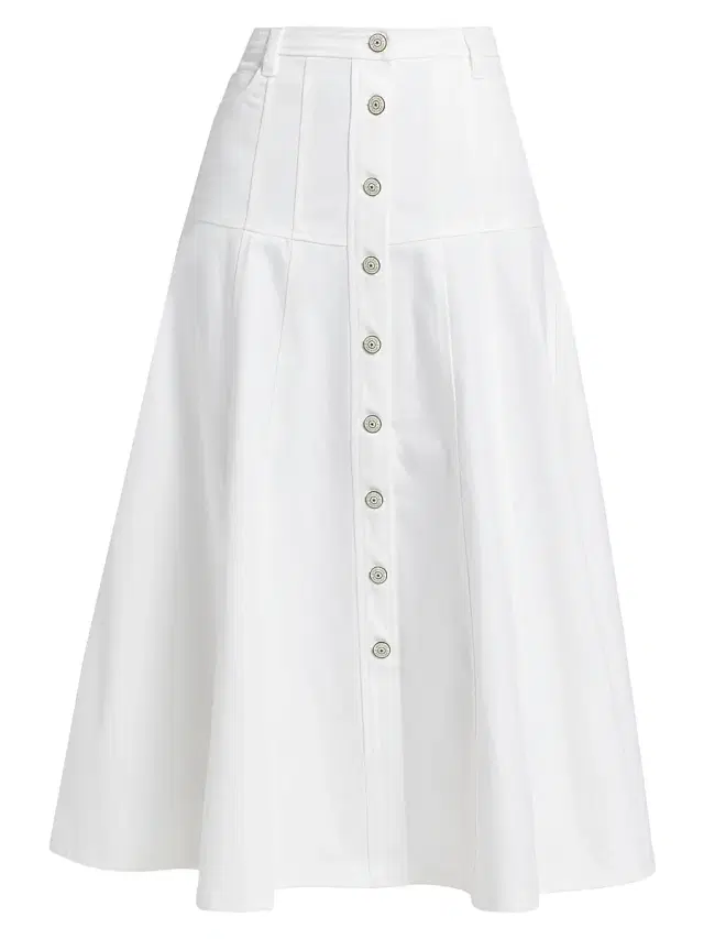 Cinq à Sept Women's Veena Denim Midi-Skirt - White