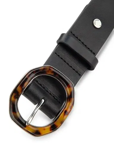 rag & bone Women's Audrey Leather Belt - Black Tort | Thumbnail 3