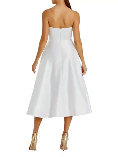 Mac Duggal Women's Cocktail Floral Satin Strapless Midi-Dress - Cream Multi - Size 14 | Thumbnail 2 Mac Duggal Women's Cocktail Floral Satin Strapless Midi-Dress - Cream Multi - Size 14 | Thumbnail 2