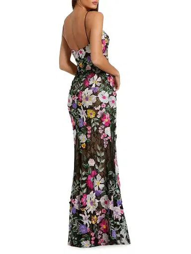 Mac Duggal Women's Prom Floral Embroidered Bustier Gown - Black Multi - Size 14 | Thumbnail 2 Mac Duggal Women's Prom Floral Embroidered Bustier Gown - Black Multi - Size 14 | Thumbnail 2