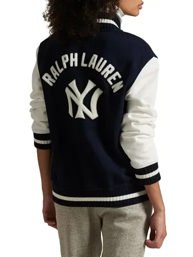 Polo Ralph Lauren Men's Yankees Fleece Bomber Jacket - Aviator Navy Deckwash White | Thumbnail 7 Polo Ralph Lauren Men's Yankees Fleece Bomber Jacket - Aviator Navy Deckwash White | Thumbnail 7