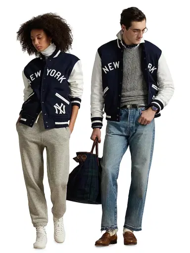 Polo Ralph Lauren Men's Yankees Fleece Bomber Jacket - Aviator Navy Deckwash White | Thumbnail 9 Polo Ralph Lauren Men's Yankees Fleece Bomber Jacket - Aviator Navy Deckwash White | Thumbnail 9