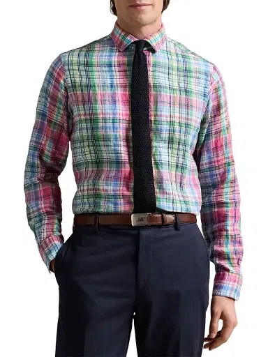 Polo Ralph Lauren Men's Classic Fit Plaid Linen Shirt | Thumbnail 3
