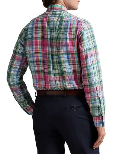 Polo Ralph Lauren Men's Classic Fit Plaid Linen Shirt | Thumbnail 4