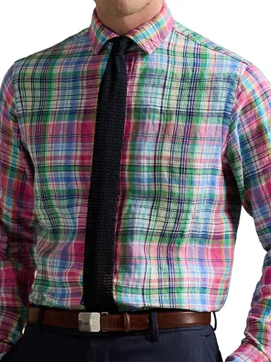 Polo Ralph Lauren Men's Classic Fit Plaid Linen Shirt | Thumbnail 5