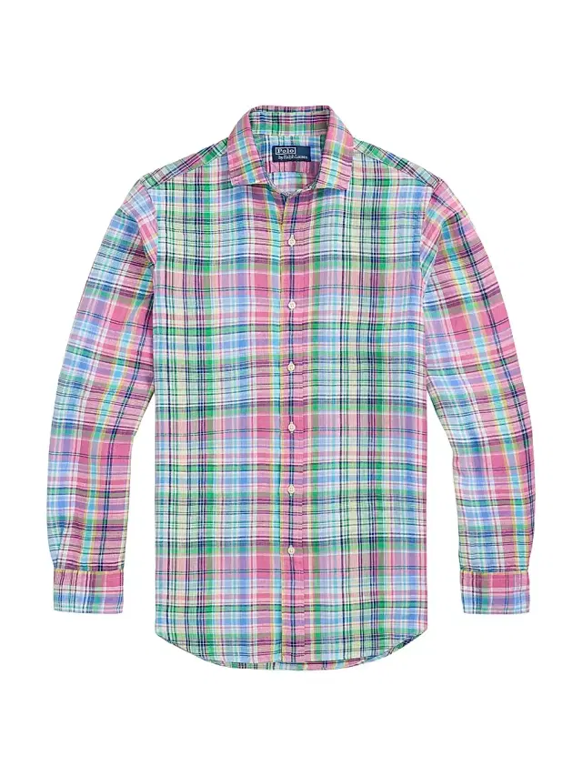 Polo Ralph Lauren Men's Classic Fit Plaid Linen Shirt - Pink Blue Multi