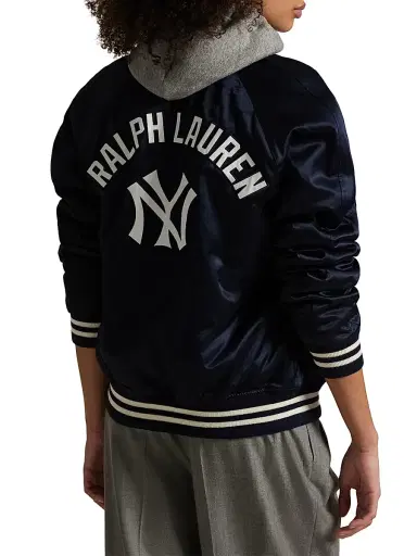 Polo Ralph Lauren Men's New York Yankees Satin Bomber Jacket - Aviator Navy | Thumbnail 6 Polo Ralph Lauren Men's New York Yankees Satin Bomber Jacket - Aviator Navy | Thumbnail 6