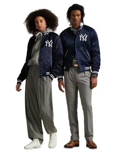 Polo Ralph Lauren Men's New York Yankees Satin Bomber Jacket - Aviator Navy | Thumbnail 7 Polo Ralph Lauren Men's New York Yankees Satin Bomber Jacket - Aviator Navy | Thumbnail 7