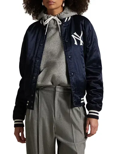 Polo Ralph Lauren Men's New York Yankees Satin Bomber Jacket - Aviator Navy | Thumbnail 8 Polo Ralph Lauren Men's New York Yankees Satin Bomber Jacket - Aviator Navy | Thumbnail 8