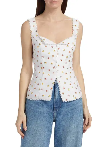 Reformation Women's Viola Floral Linen Top - Layla - Size 8 | Thumbnail 3 Reformation Women's Viola Floral Linen Top - Layla - Size 8 | Thumbnail 3