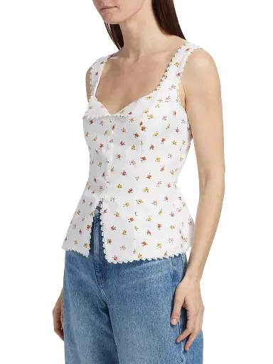 Reformation Women's Viola Floral Linen Top - Layla - Size 8 | Thumbnail 4 Reformation Women's Viola Floral Linen Top - Layla - Size 8 | Thumbnail 4