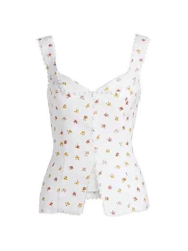 Reformation Women's Viola Floral Linen Top - Layla - Size 8 | Thumbnail 1 Reformation Women's Viola Floral Linen Top - Layla - Size 8 | Thumbnail 1