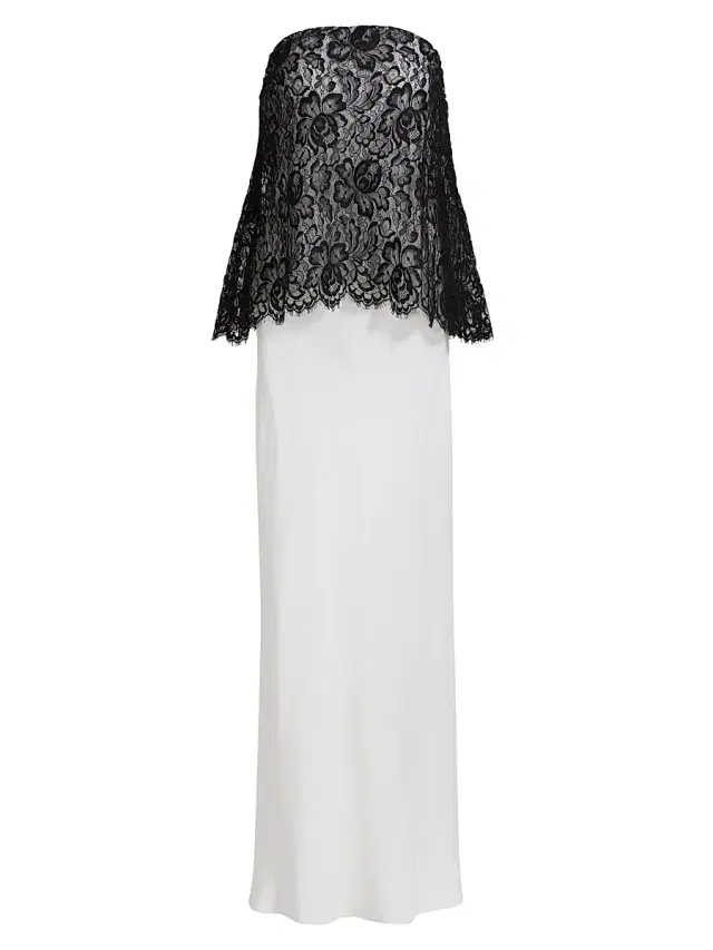 Rodarte Women's Silk Crepe & Lace Overlay Bias-Cut Dress - White Black