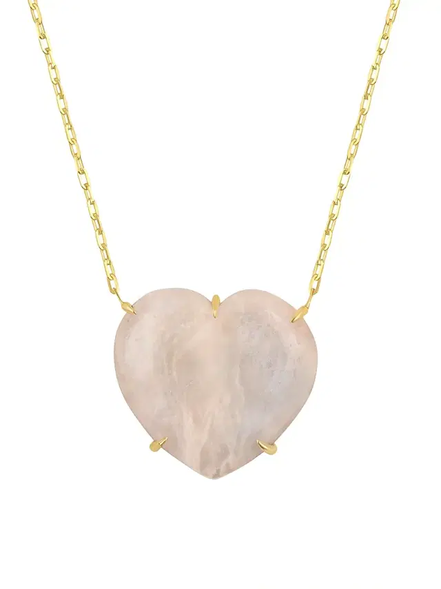Women's Love 14K Yellow Gold & Rainbow Moonstone Heart Pendant Necklace - Yellow Gold