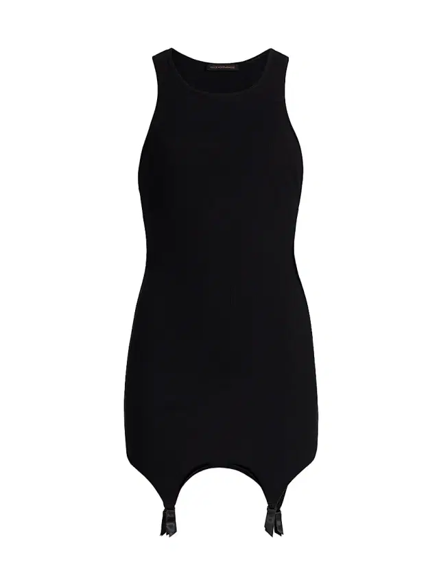 Women's Le Boy Cotton Jersey Garter Tank Dress - Black