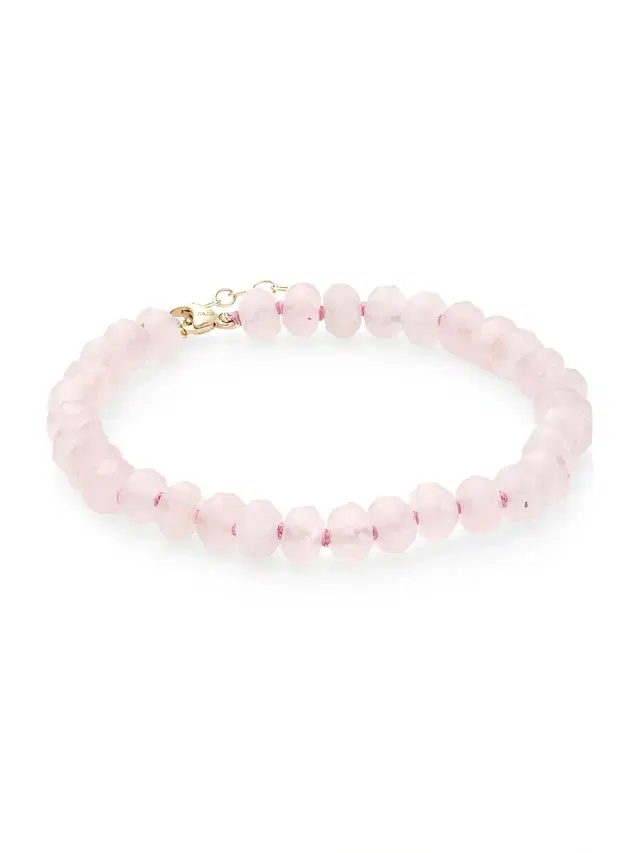 Women's Oracle 14K Yellow Gold & Rose Quartz Crystal Beaded Bracelet - Pink