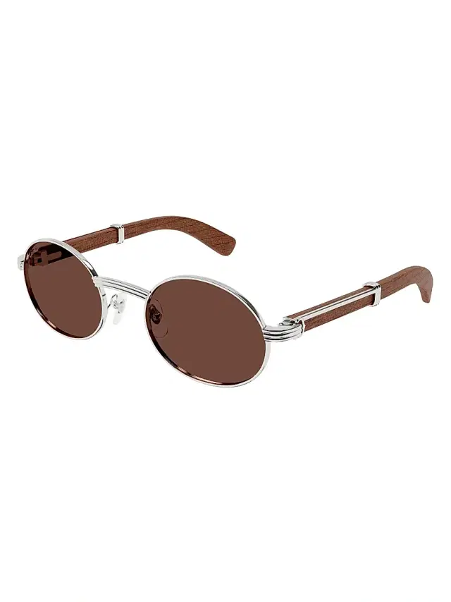 Men's Première De  53MM Oval Sunglasses - Silver Brown