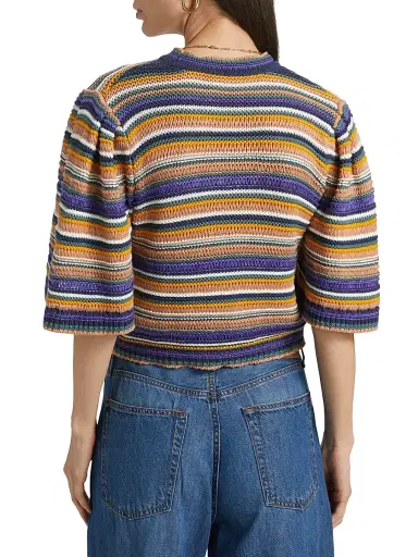 Ba&sh Women's Farfaela Striped Cotton Sweater - Multico - Size Large | Thumbnail 5