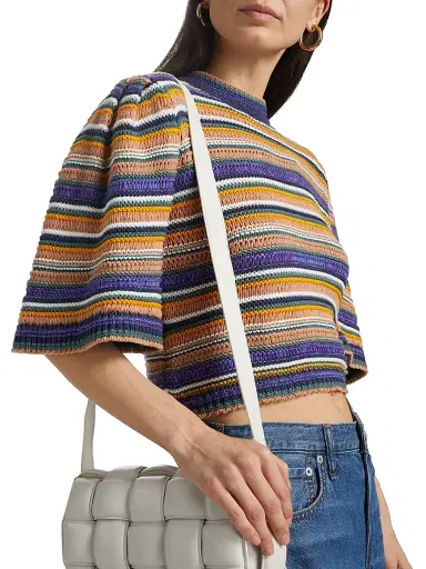 Ba&sh Women's Farfaela Striped Cotton Sweater - Multico - Size Large | Thumbnail 6