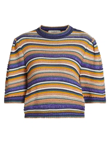 Ba&sh Women's Farfaela Striped Cotton Sweater - Multico - Size Large | Thumbnail 1