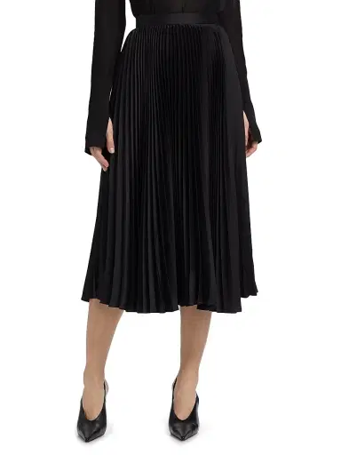 Jil Sander Women's Plissé Sunburst-Pleated Midi-Skirt - Black | Thumbnail 3