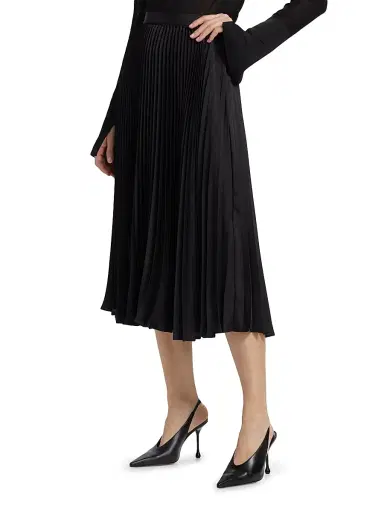 Jil Sander Women's Plissé Sunburst-Pleated Midi-Skirt - Black | Thumbnail 4