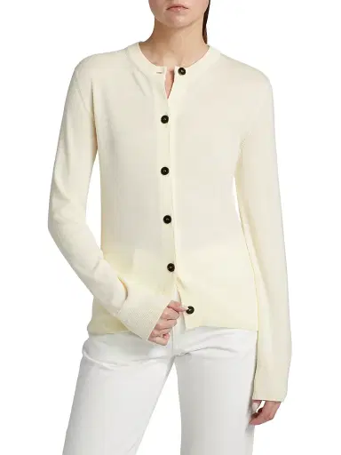 Jil Sander Women's Crewneck Wool Cardigan - Natural - Size 12 | Thumbnail 3
