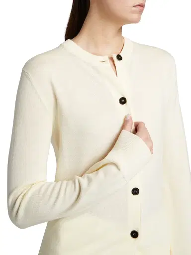 Jil Sander Women's Crewneck Wool Cardigan - Natural - Size 12 | Thumbnail 6