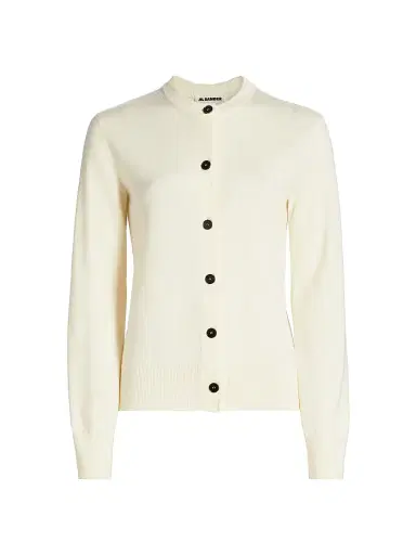 Jil Sander Women's Crewneck Wool Cardigan - Natural - Size 12 | Thumbnail 1