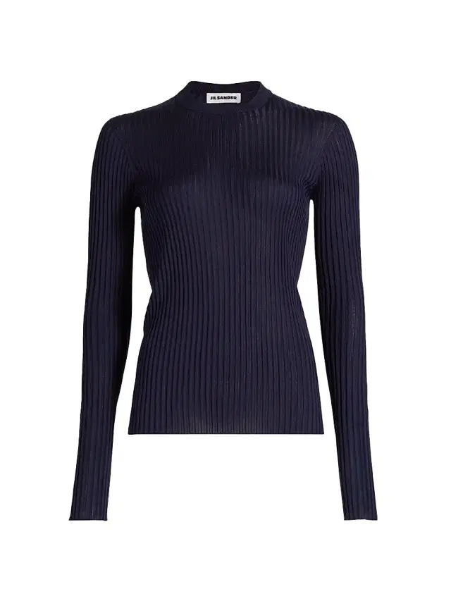 Jil Sander Women's Superfine Seamless Silk Rib-Knit Sweater - Midnight