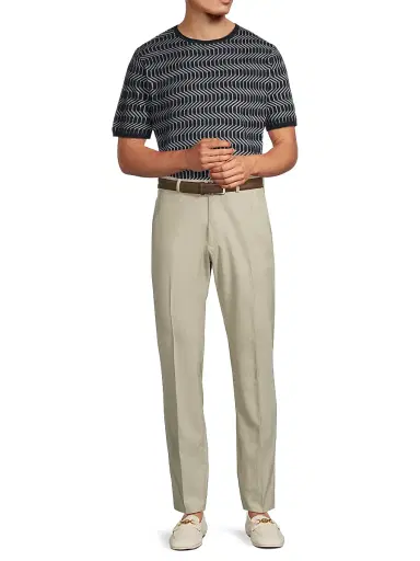 Emporio Armani Men's Textured Crease-Front Trousers | Thumbnail 2 Emporio Armani Men's Textured Crease-Front Trousers | Thumbnail 2