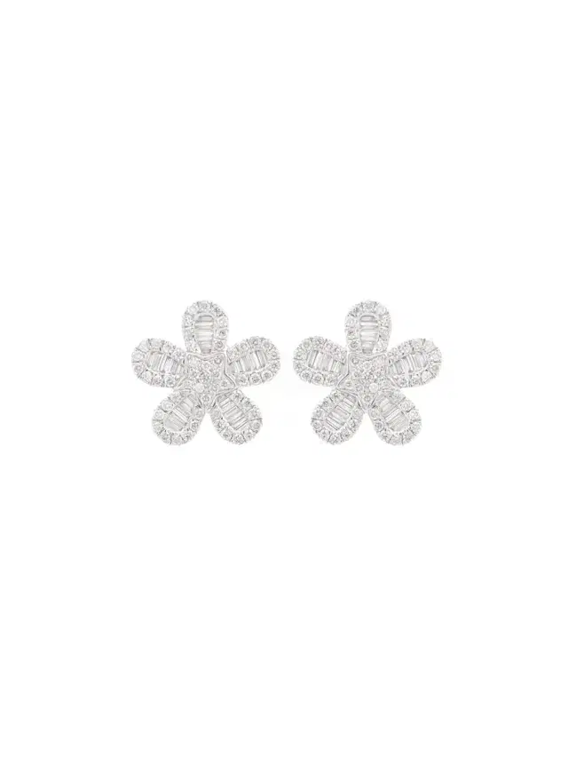 Wish Fine Jewelry 0.80ct Diamond 18K Gold Flower Earrings