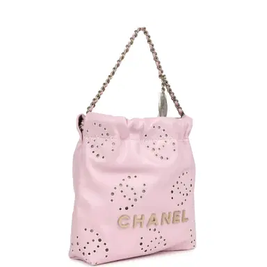 Chanel Chanel Mini 22 Bag Pink Shiny Calfskin Brushed Gold Hardware | Thumbnail 2