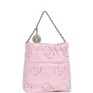 Chanel Chanel Mini 22 Bag Pink Shiny Calfskin Brushed Gold Hardware | Thumbnail 4