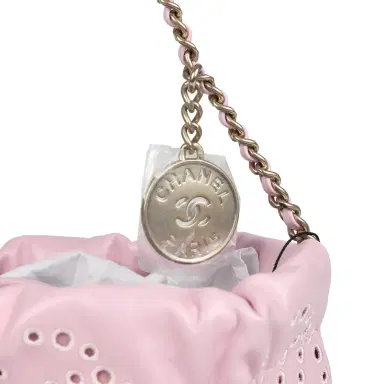 Chanel Chanel Mini 22 Bag Pink Shiny Calfskin Brushed Gold Hardware | Thumbnail 6