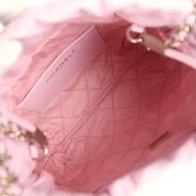 Chanel Chanel Mini 22 Bag Pink Shiny Calfskin Brushed Gold Hardware | Thumbnail 9