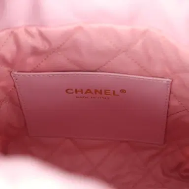 Chanel Chanel Mini 22 Bag Pink Shiny Calfskin Brushed Gold Hardware | Thumbnail 10