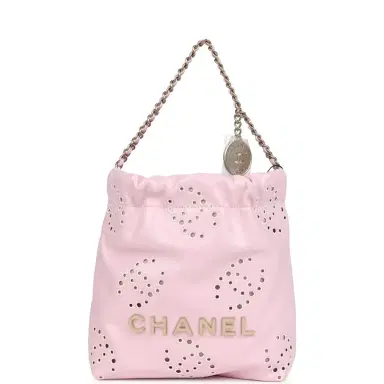 Chanel Chanel Mini 22 Bag Pink Shiny Calfskin Brushed Gold Hardware | Thumbnail 1