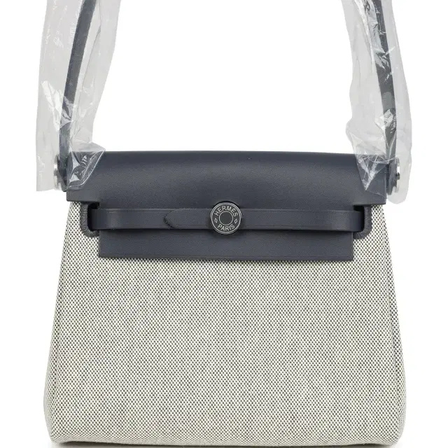 hermes Hermes Herbag Zip 20 Mini Ecru and Ardoise Toile H Canvas and Ardoise Vache Hunter Palladium Hardware