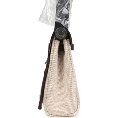 HERMÈS Hermes Herbag Zip 20 Mini Ecru and Beige Toile H Canvas and Ebene Vache Hunter Palladium Hardware | Thumbnail 4