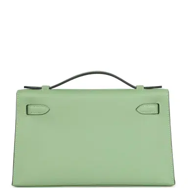 HERMÈS Hermes Kelly Pochette Vert Criquet Swift Palladium Hardware | Thumbnail 4 HERMÈS Hermes Kelly Pochette Vert Criquet Swift Palladium Hardware | Thumbnail 4