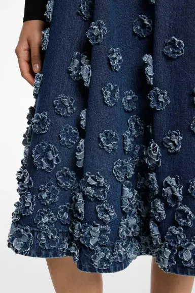 Michael Kors Collection Floral Denim Skirt | Thumbnail 3