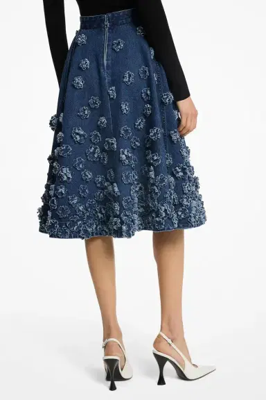 Michael Kors Collection Floral Denim Skirt | Thumbnail 4